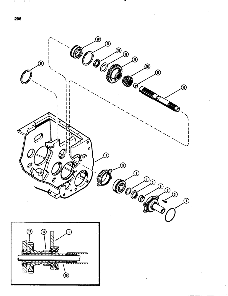 Схема запчастей Case IH 1070 - (0296) - RANGE SHAFT AND GEARS, MECHANICAL SHIFT (06) - POWER TRAIN