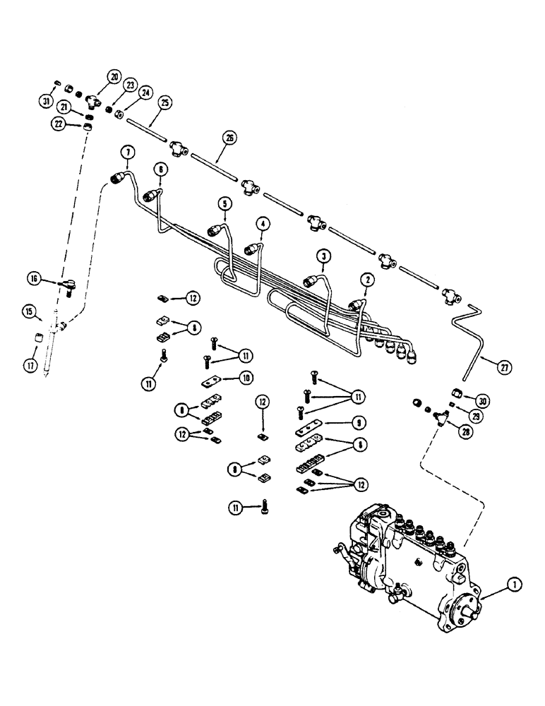 Схема запчастей Case IH 1175 - (044) - (451B) TURBO DIESEL ENGINE, FUEL INJECTION SYSTEM (03) - FUEL SYSTEM