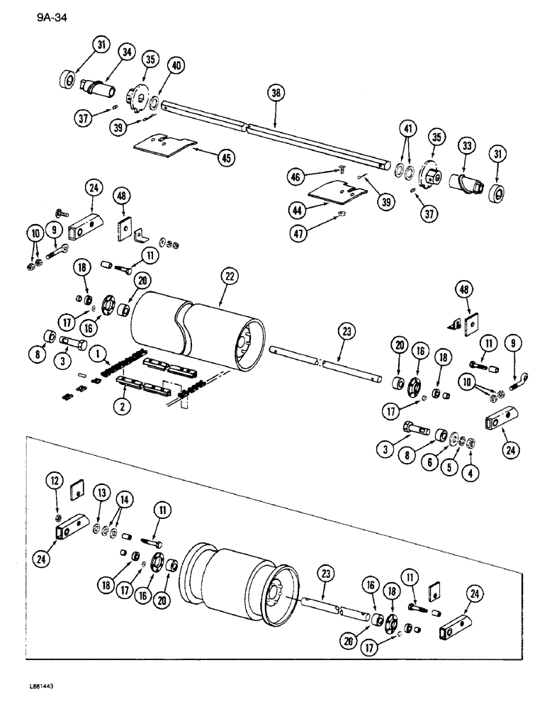 Схема запчастей Case IH 1640 - (9A-34) - FEEDER CONVEYOR (13) - FEEDER