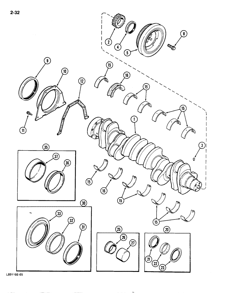 Схема запчастей Case IH 1896 - (2-32) - CRANKSHAFT, 6T-590 ENGINE (02) - ENGINE