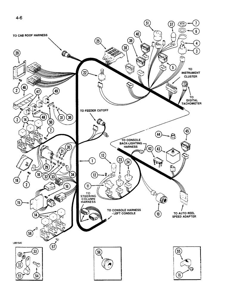 Схема запчастей Case IH 1640 - (4-06) - RIGHT CONSOLE HARNESS (06) - ELECTRICAL