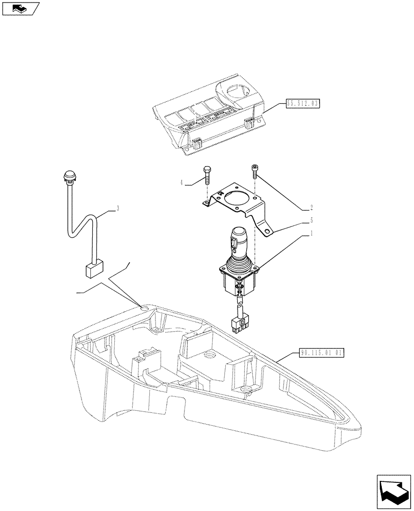 Схема запчастей Case IH PUMA 170 - (55.512.0501) - ELECTRONIC JOYSTICK WITH PROPORTIONAL SIMULTANEOUS CONTROL OF 3RD VALVE - JOYSTICK (VAR.743121) (55) - ELECTRICAL SYSTEMS