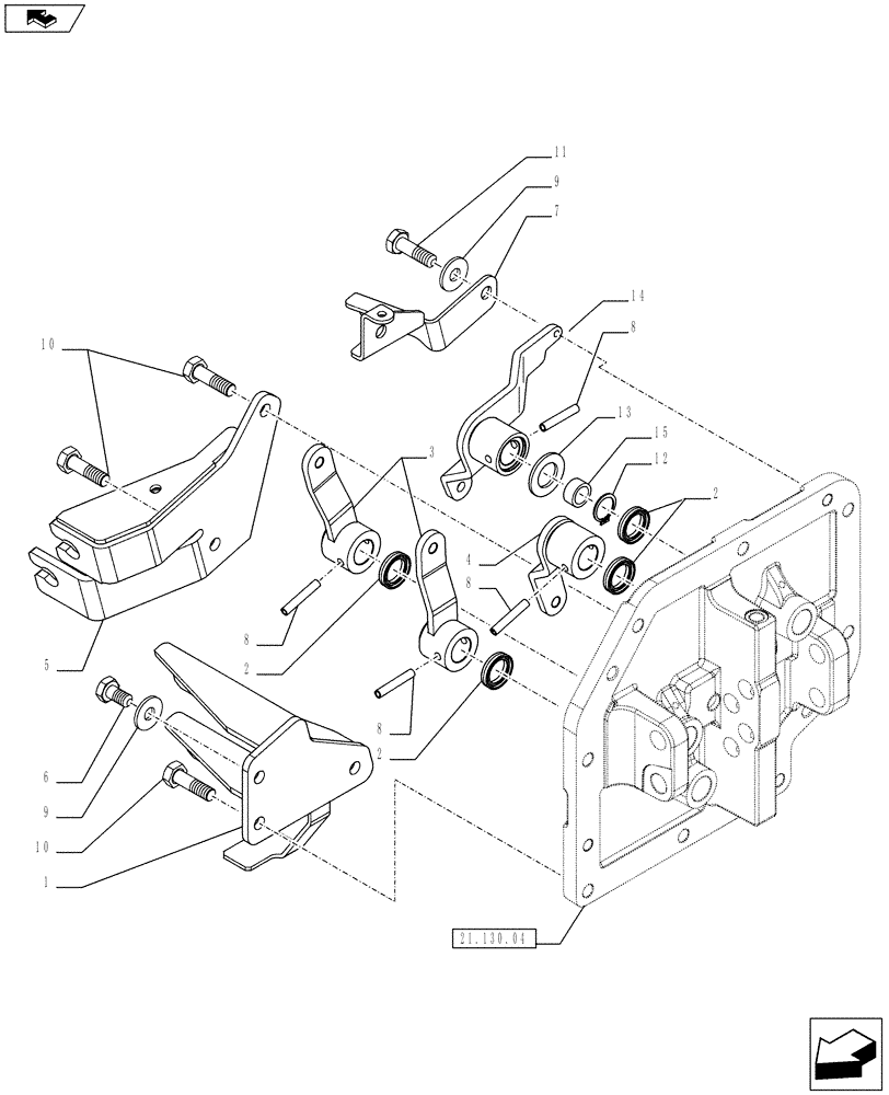 Схема запчастей Case IH FARMALL 75C - (21.130.0101) - TRANSMISSION EXTERNAL SHIFTING CONTROLS AND CENTRAL REDUCTION GEARS CONTROLS - NAR - W/CAB (21) - TRANSMISSION