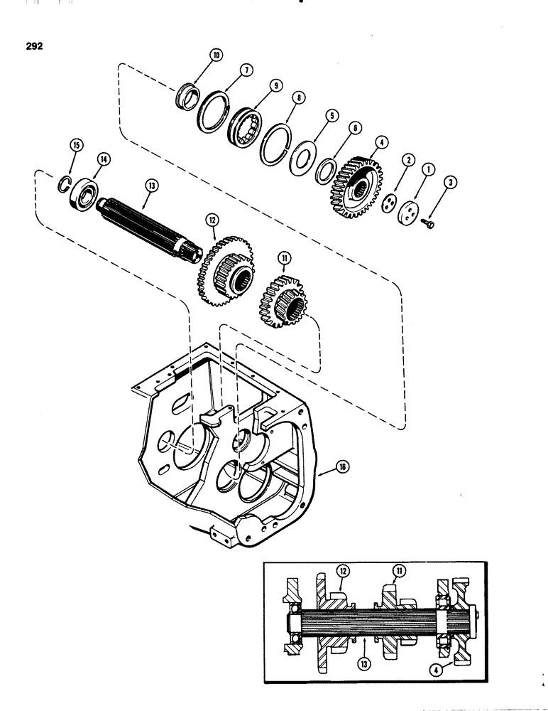 Схема запчастей Case IH 1070 - (0292) - SLIDING GEAR SHAFT, POWER SHIFT (06) - POWER TRAIN