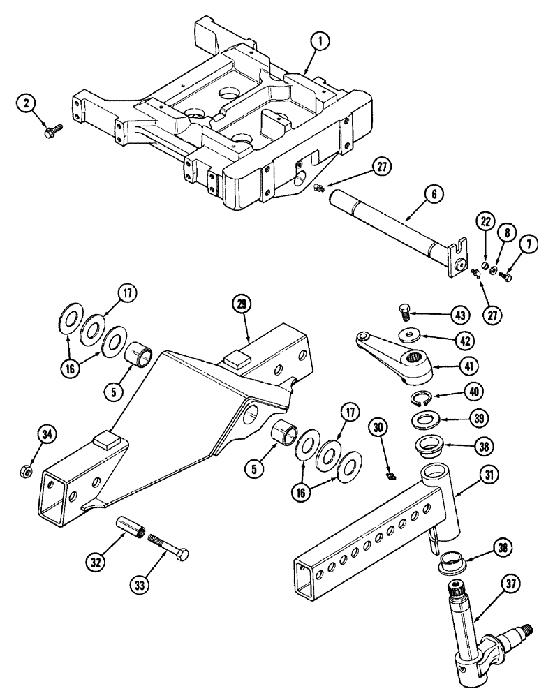 Схема запчастей Case IH 1896 - (5-114) - ADJUSTABLE FRONT AXLE AND SUPPORT, WITH STANDARD WHEEL BASE (05) - STEERING