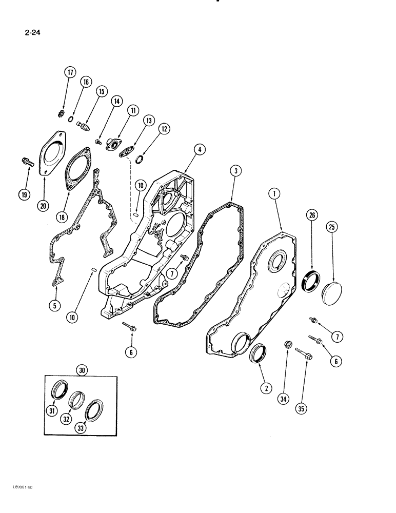 Схема запчастей Case IH 2096 - (2-024) - FRONT GEAR COVER, 6TA-590 ENGINE (02) - ENGINE