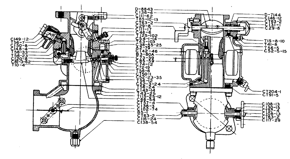 Схема запчастей Case IH L-SERIES - (017) - O1709AB2 ZENITH CARBURETOR (MODEL K6A) OUTLINE NO. O6799 (03) - FUEL SYSTEM