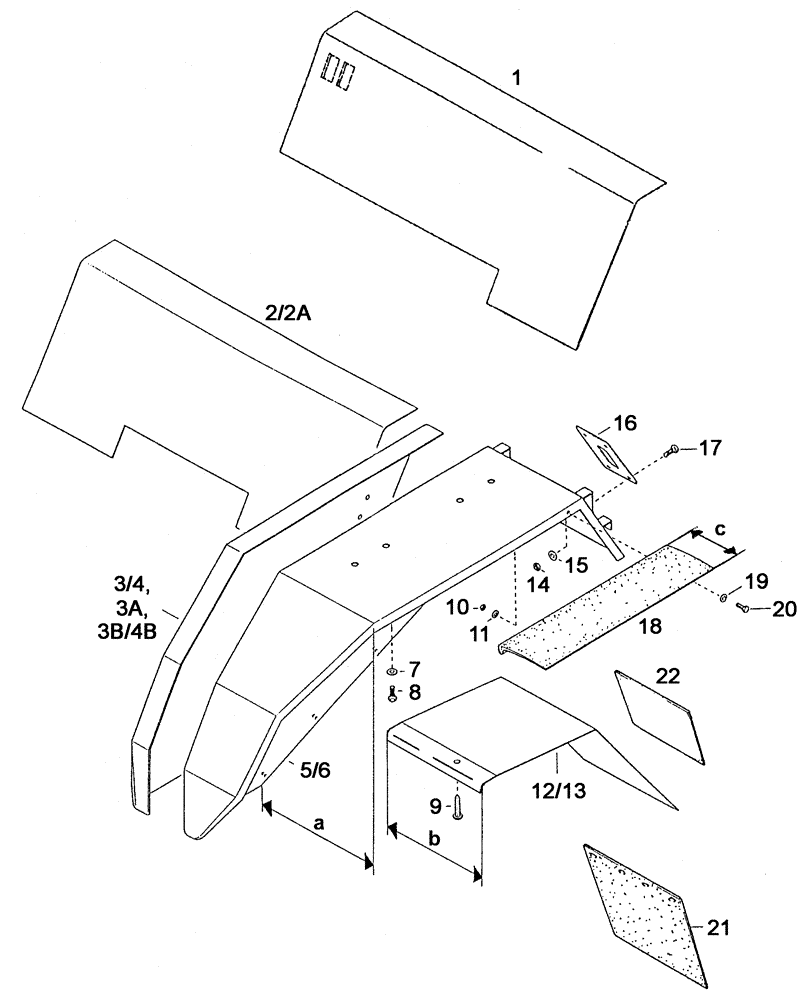 Схема запчастей Case IH C55 - (09A-04[01]) - MUDGUARD, REAR + SILENCING PARCEL (09) - CHASSIS