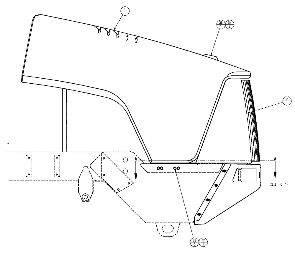 Схема запчастей Case IH TITAN 4020 - (04-022[01]) - HOOD ASSEMBLY, HOOD/GRILLE - SERIAL #22152 AND LATER Frame & Suspension