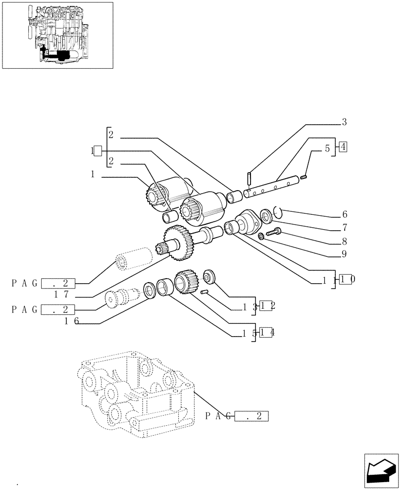 Схема запчастей Case IH JX1095N - (0.10.5[01]) - DYNAMIC BALANCER, GEARS & SHAFTS (01) - ENGINE