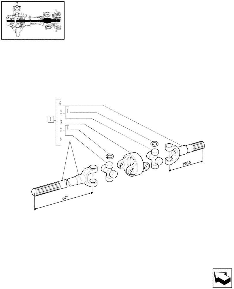 Схема запчастей Case IH MAXXUM 100 - (1.40.11/10A) - SHAFT ARTICULATED - BREAKDOWN - C6449 (VAR.330425) (04) - FRONT AXLE & STEERING