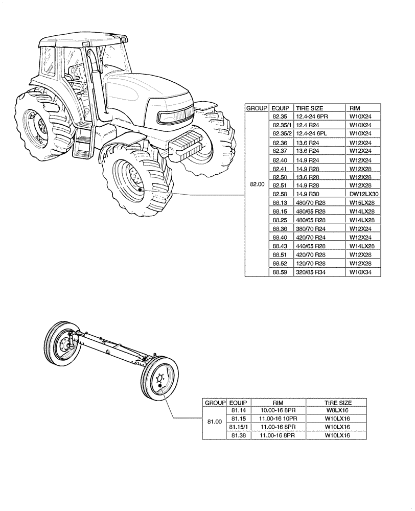 Схема запчастей Case IH MXU110 - (80.00[01]) - SEC.11 - TRACTION (11) - WHEELS/TRACKS