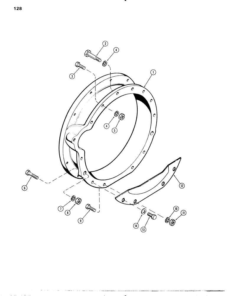 Схема запчастей Case IH 451BD - (128) - FLYWHEEL HOUSING, NUMBER 1 SAE, B (02) - ENGINE