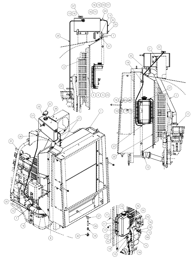 Схема запчастей Case IH FLX3010 - (02-018) - RADIATOR COMPONENTS (01) - ENGINE