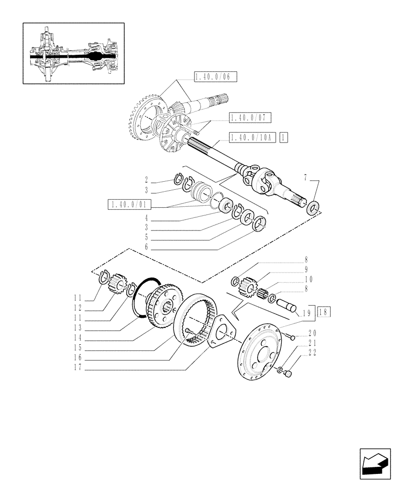 Схема запчастей Case IH MAXXUM 115 - (1.40. 0/10[01]) - 4WD (CL.3) FRONT WITH LIM. SLIP DIF. LOCK - PROPELLER SHAFT AND EPICYCLIC GEAR TRAIN - C6449 (04) - FRONT AXLE & STEERING