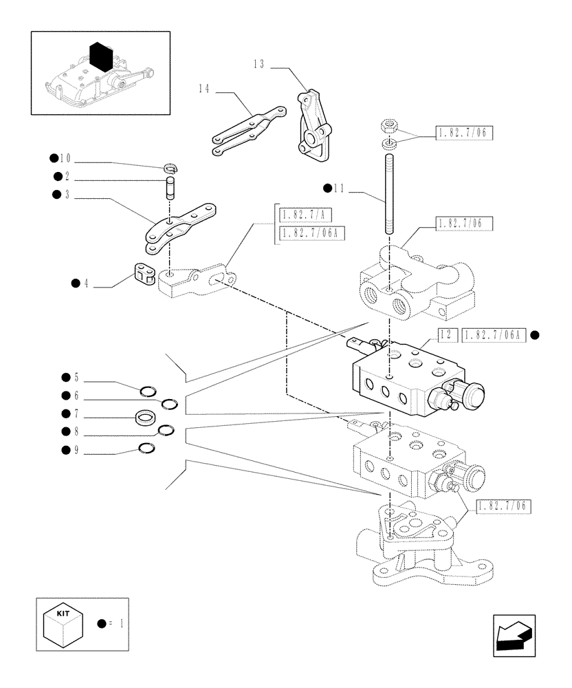 Схема запчастей Case IH JX1085C - (719108040[01]) - (DIA KIT) 2ND REMOTE S/D W/KICK-OUT & FLOAT + DELUXE COUPLERS (18) - VARIATIONS