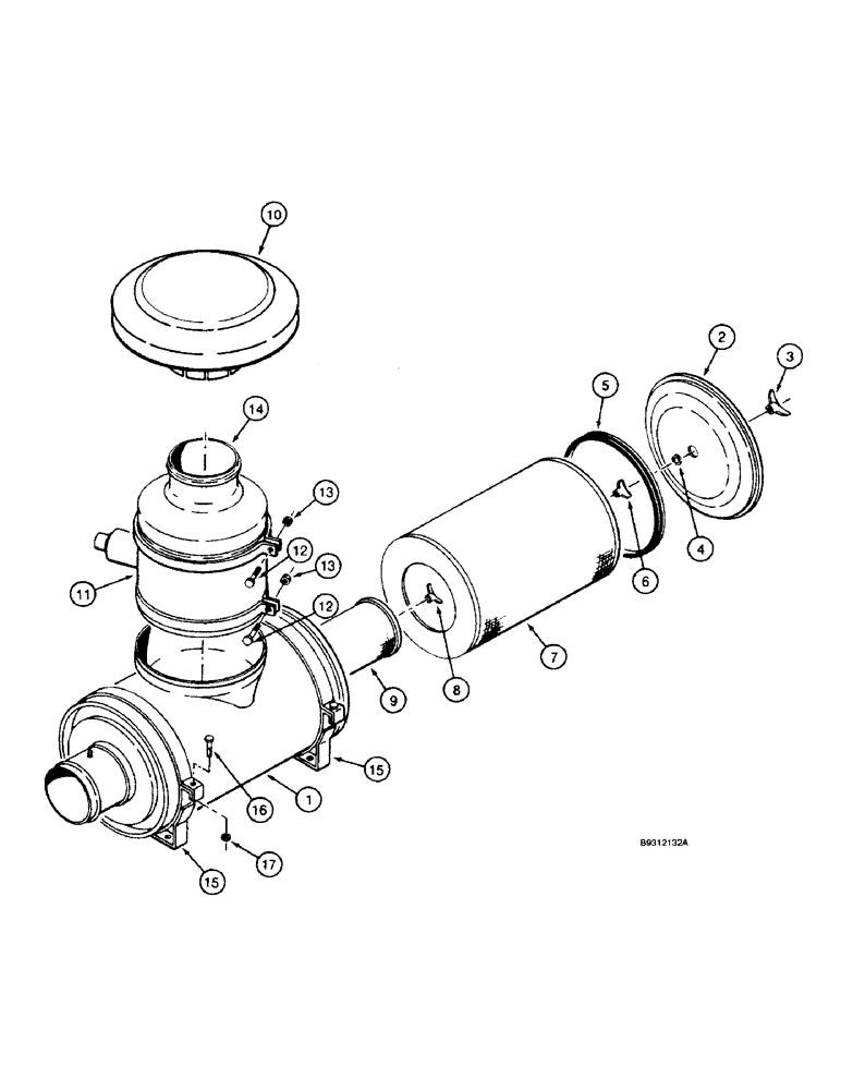 Схема запчастей Case IH 9270 - (2-008) - AIR CLEANER ASSEMBLY, PRIOR TO P.I.N. JEE0033501 (02) - ENGINE