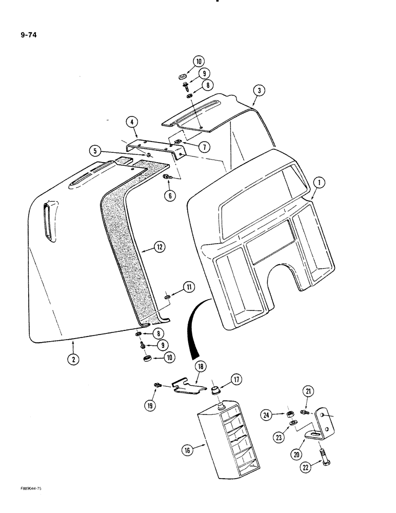 Схема запчастей Case IH STEIGER - (9-074) - INSTRUMENT PANEL, CAB (09) - CHASSIS/ATTACHMENTS