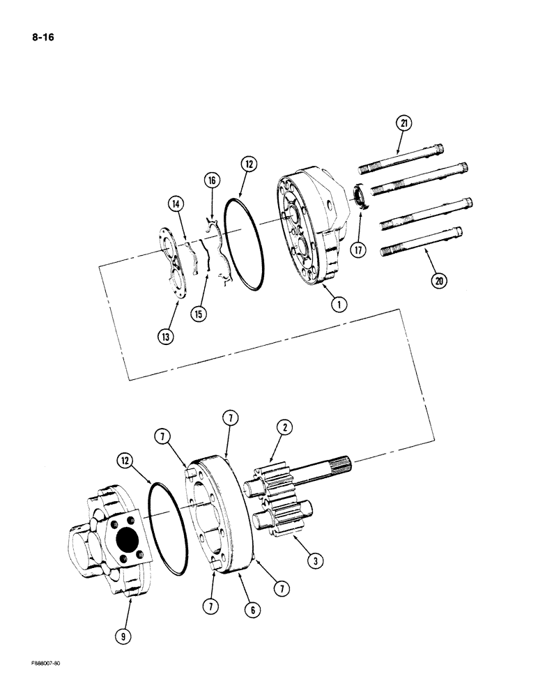 Схема запчастей Case IH STEIGER - (8-016) - HYDRAULIC GEAR PUMP ASSEMBLY (08) - HYDRAULICS