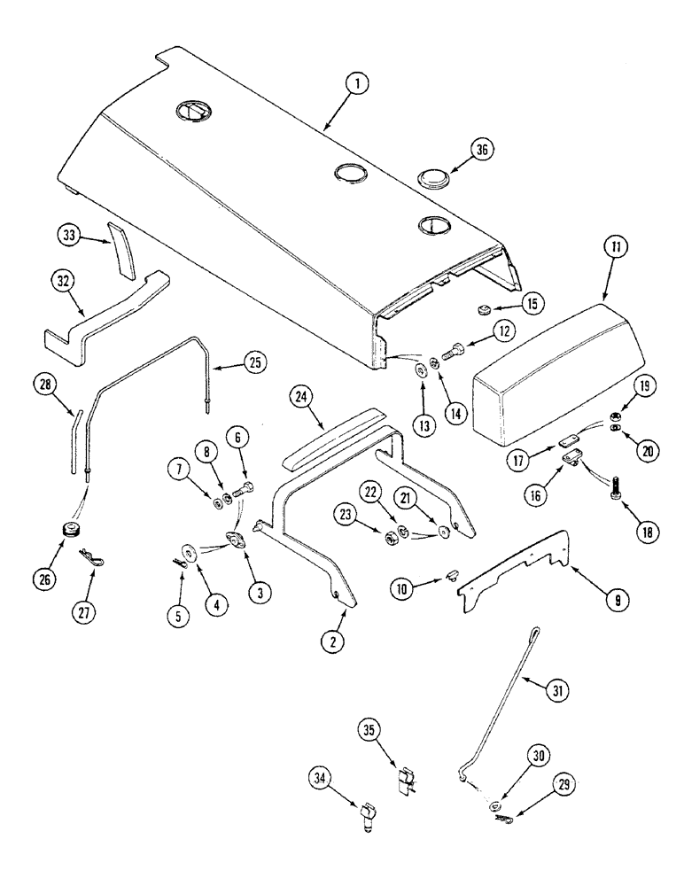 Схема запчастей Case IH 1294 - (9-296) - ENGINE HOOD AND HINGE (09) - CHASSIS/ATTACHMENTS