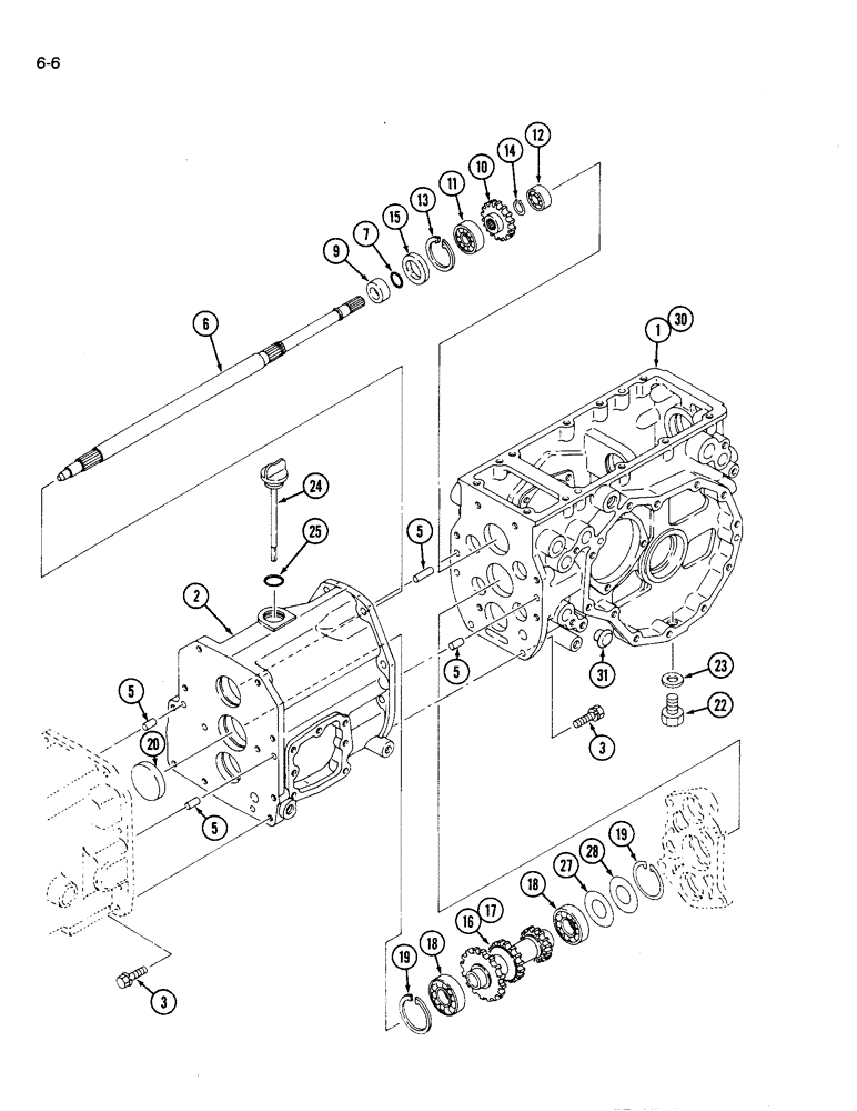 Схема запчастей Case IH 1120 - (6-06) - MECHANICAL TRANSMISSION DRIVE SHAFT AND HOUSING (06) - POWER TRAIN