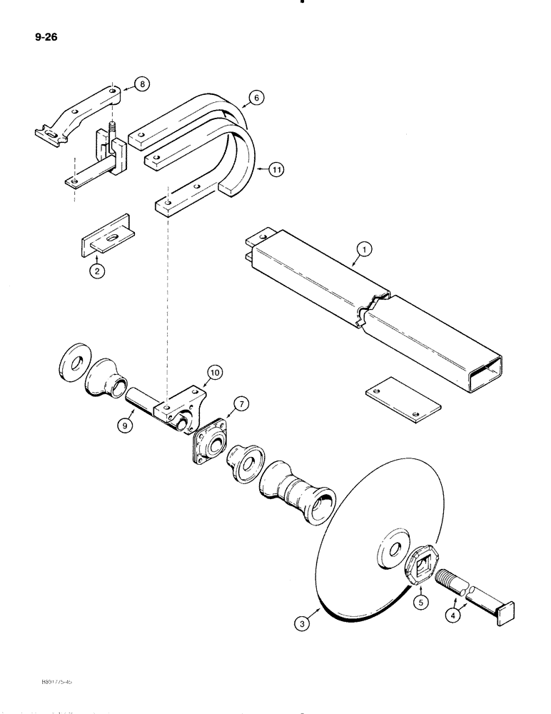 Схема запчастей Case IH 475 - (9-26) - DISKS AND GANGS, SPRING CUSHION, USED WITH NON-FOLDING FRAME, 1-1/2 INCH DIAMETER ROUND ARBOR BOLT (09) - CHASSIS/ATTACHMENTS