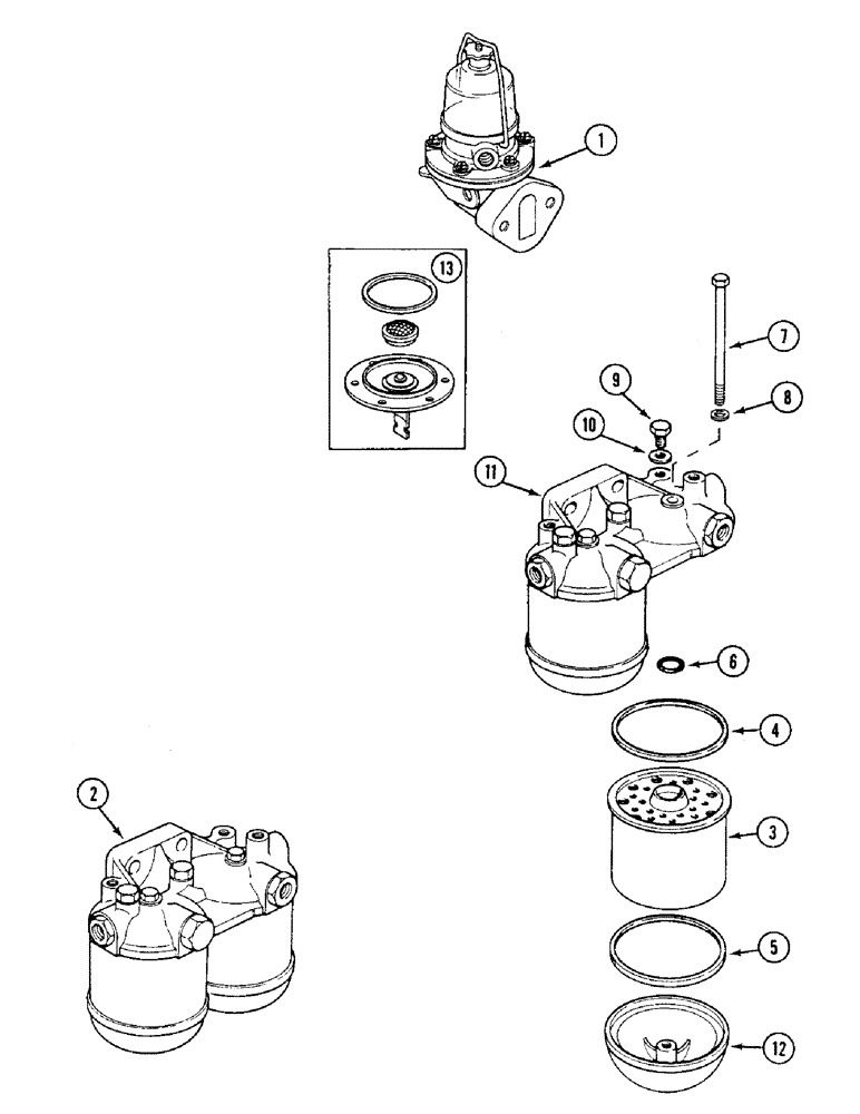 Схема запчастей Case IH 1594 - (3-34) - FUEL FEED PUMP AND FILTER ASSEMBLIES (03) - FUEL SYSTEM