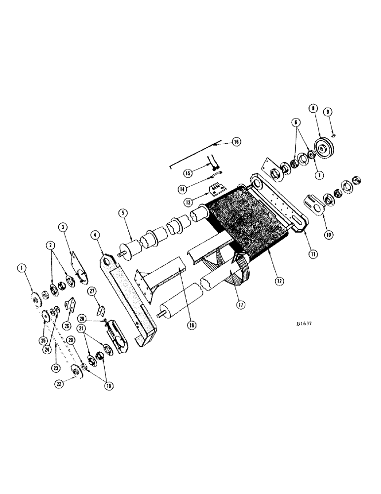 Схема запчастей Case IH 660 - (030) - CONVEYOR FRONT AND REAR ROLLERS, FOUR BELT 