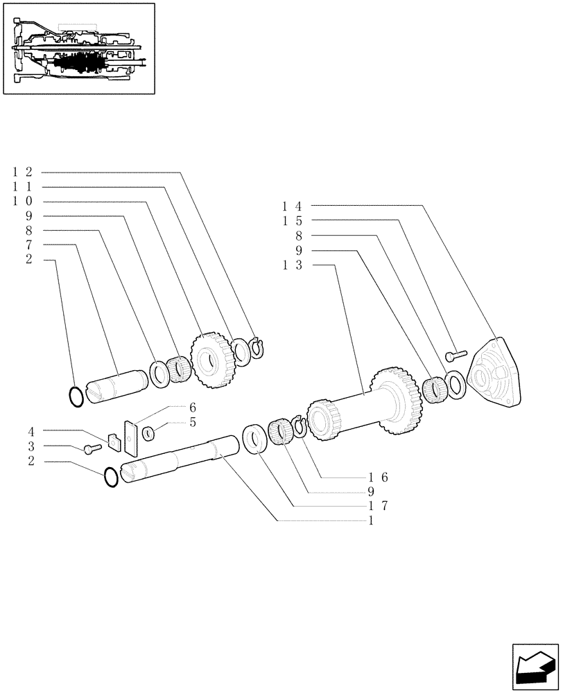 Схема запчастей Case IH JX1090U - (1.28.1[05]) - TRANSMISSION GEARS - REVERSE TRANSMISSION GEARS (03) - TRANSMISSION