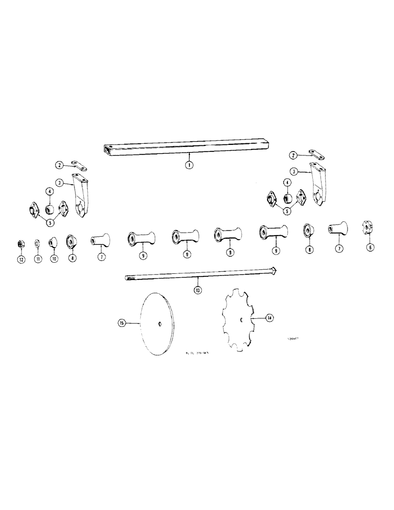 Схема запчастей Case IH B-SERIES - (44[1]) - REAR GANG B109, 9-5/16 INCH SPACING 