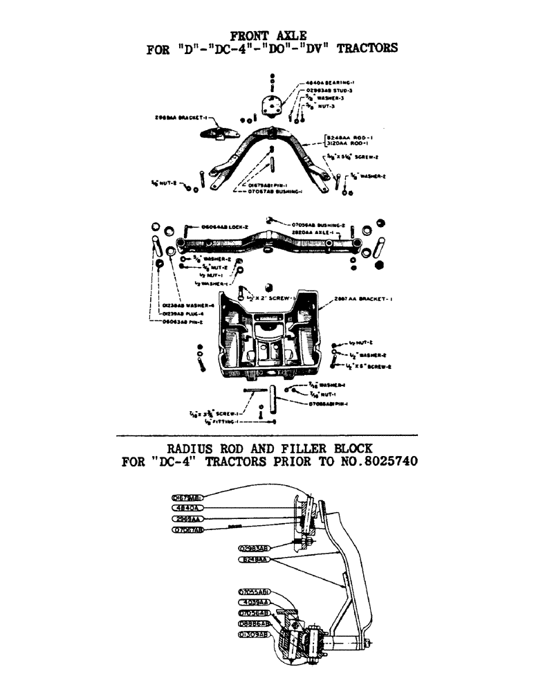 Схема запчастей Case IH DO-SERIES - (122) - FRONT AXLE, FOR "D", "DC-4", "DO" AND "DV" TRACTORS (06) - POWER TRAIN