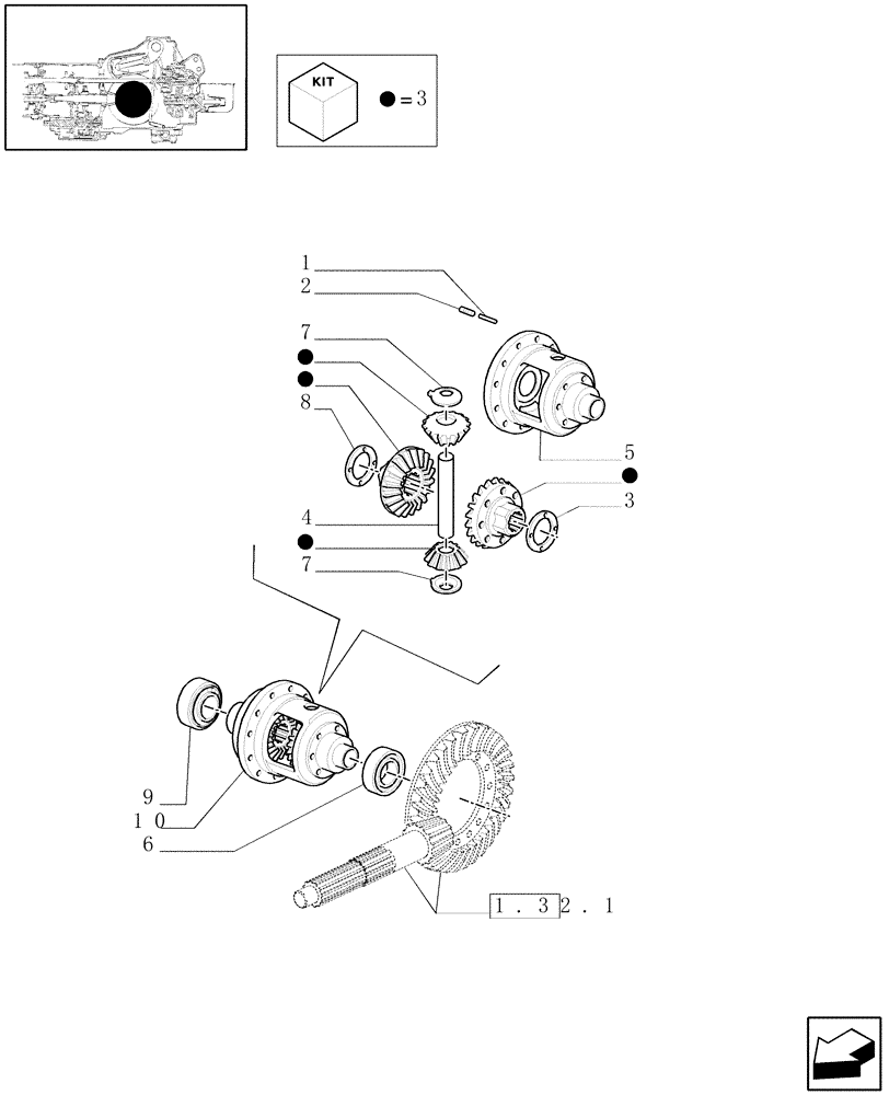 Схема запчастей Case IH JX1085C - (1.32.4[01]) - DIFFERENTIAL GEARS - C5489 (03) - TRANSMISSION