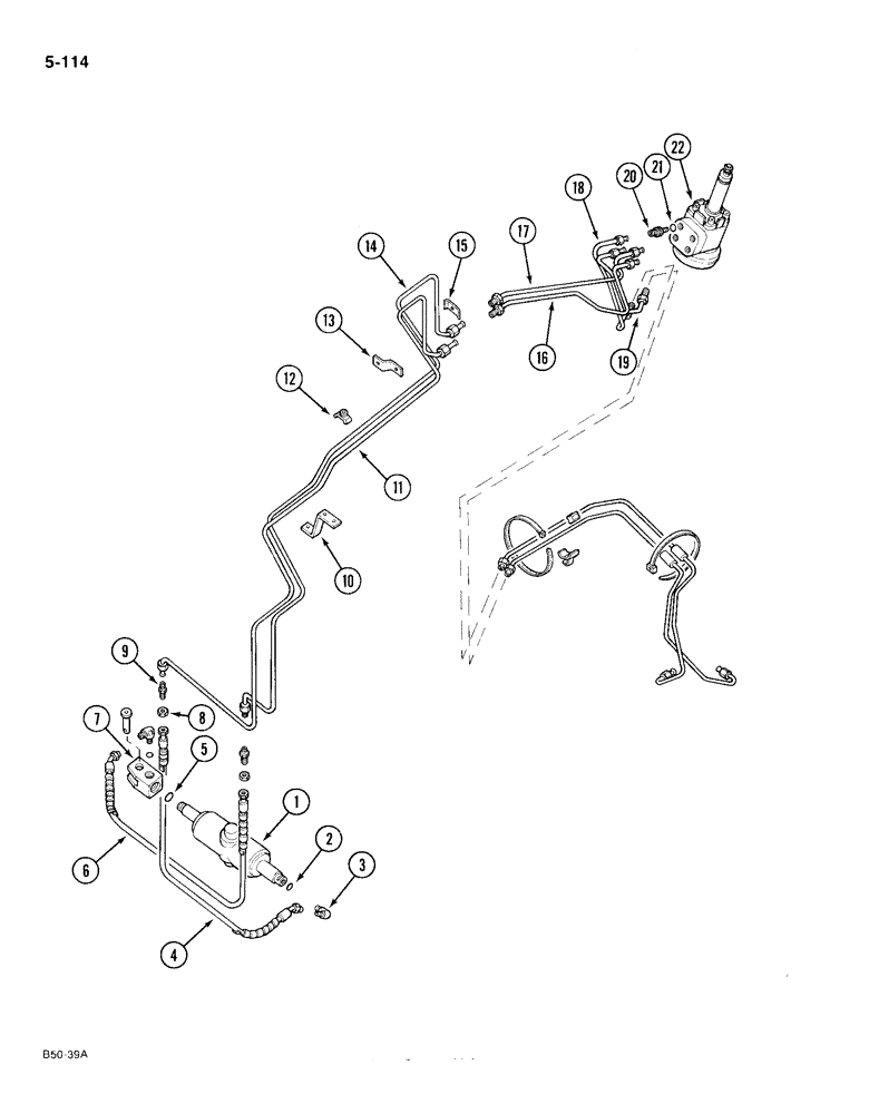 Схема запчастей Case IH 385 - (5-114) - POWER STEERING, ADJUSTABLE FRONT AXLE AND CAST BOLSTER, TRACTORS PRIOR TO P.I.N. 5287 (05) - STEERING