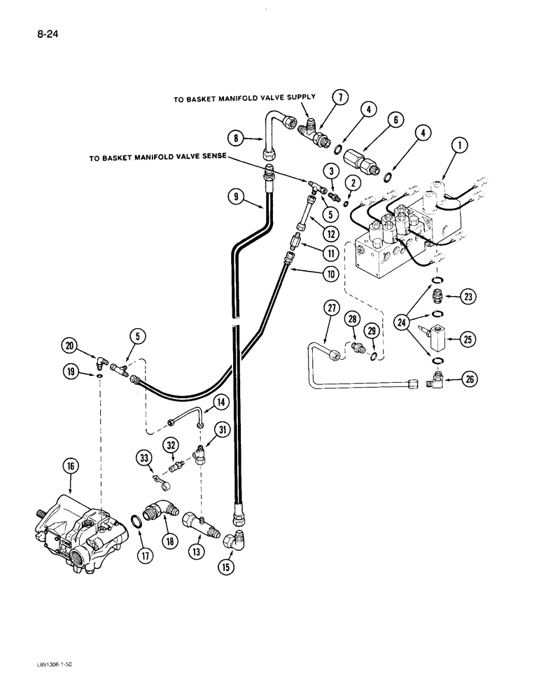 Схема запчастей Case IH 1844 - (8-24) - MANIFOLD VALVE SUPPLY AND PRESSURE COMPENSATOR SYSTEM (07) - HYDRAULICS