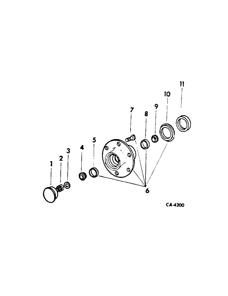 Схема запчастей Case IH 2400 - (14-11[1]) - SUSPENSION, FRONT WHEEL HUB, BEARINGS & CAP, INTL 2400 SERIES A TRACS. W/ 3 POSITION STRAIGHT AXLE Suspension