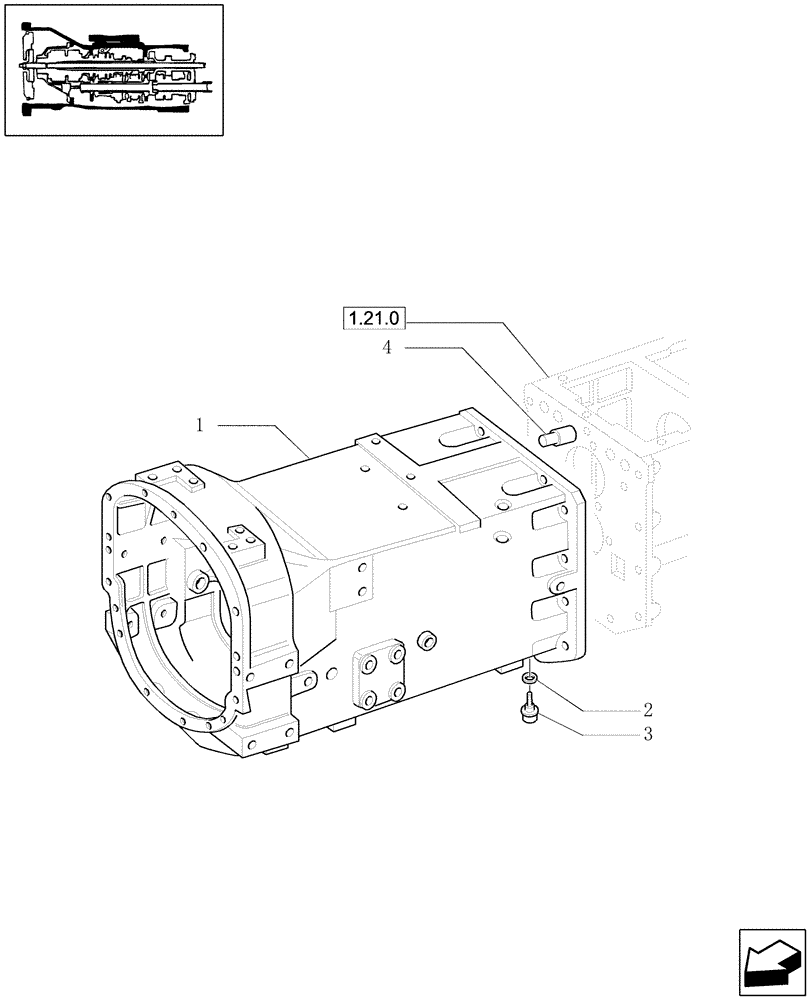 Схема запчастей Case IH JX1080U - (1.21.0/01) - (VAR.113-119-119/1) SYNCHRONIZED CREEPER AND REVERSER UNIT - CLUTCH BOX (03) - TRANSMISSION