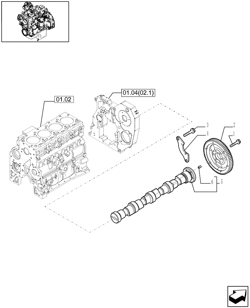 Схема запчастей Case IH WDX1002S - (01.10[2]) - CAMSHAFT - TIMING CONTROL (01) - ENGINE