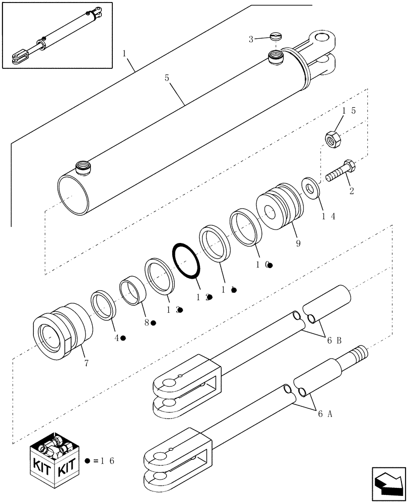 Схема запчастей Case IH DCX161 - (07.04) - HYDRAULIC CYLINDER, SWING (07) - HYDRAULICS