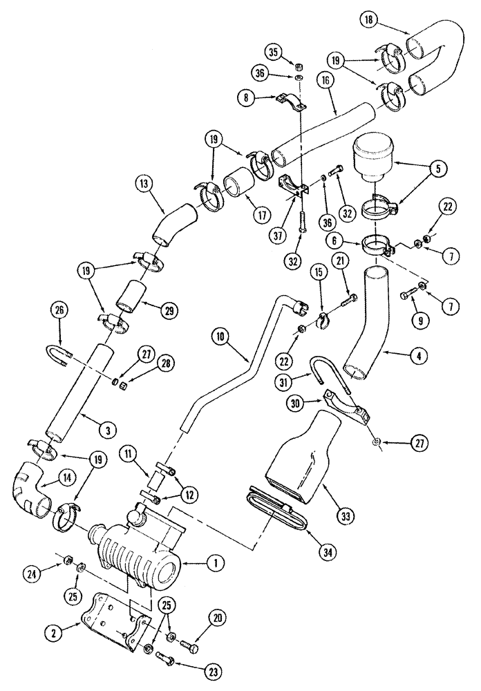 Схема запчастей Case IH STX375 - (02-05) - AIR INDUCTION SYSTEM QUADTRAC TRACTOR (02) - ENGINE