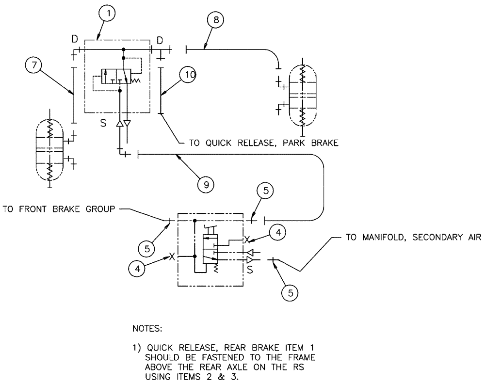 Схема запчастей Case IH FLX3010 - (07-006) - SERVICE BRAKE GROUP Pneumatics