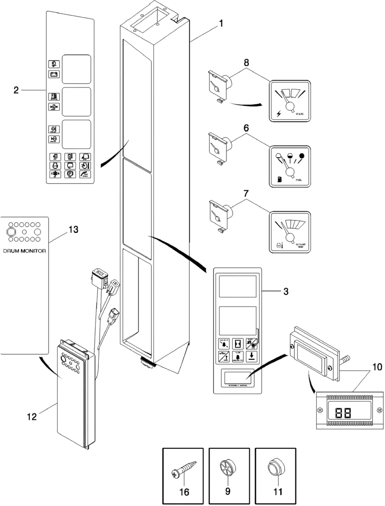 Схема запчастей Case IH 620 - (04-27) - INSTRUMENT PANEL ASSY (06) - ELECTRICAL SYSTEMS