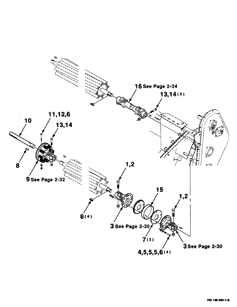 Схема запчастей Case IH SC412 - (2-28) - HAY CONDITIONER DRIVE ASSEMBLY (12 FOOT) (09) - CHASSIS