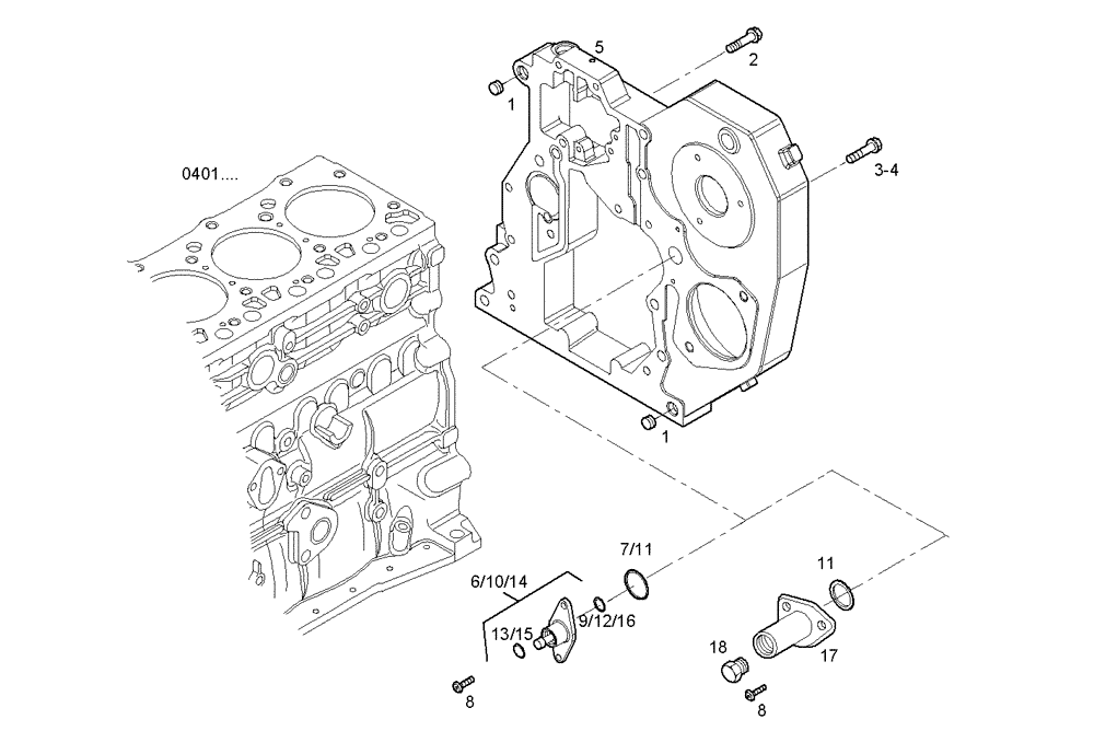 Схема запчастей Case IH F4GE0684C D600 - (0432.000) - REAR C.CASE COVER 