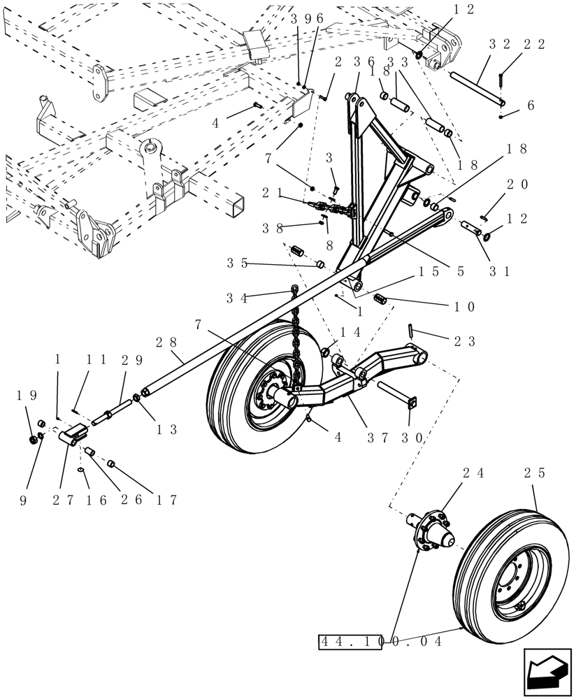 Схема запчастей Case IH 600 - (44.100.03) - WHEEL STANDARD (FIVE SECTION CENTER) ASSEMBLY (44) - WHEELS