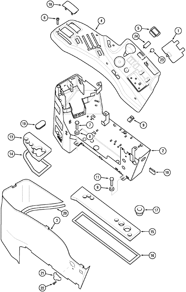 Схема запчастей Case IH MX150 - (09-15) - CONTROL CONSOLE, RIGHT (90) - PLATFORM, CAB, BODYWORK AND DECALS