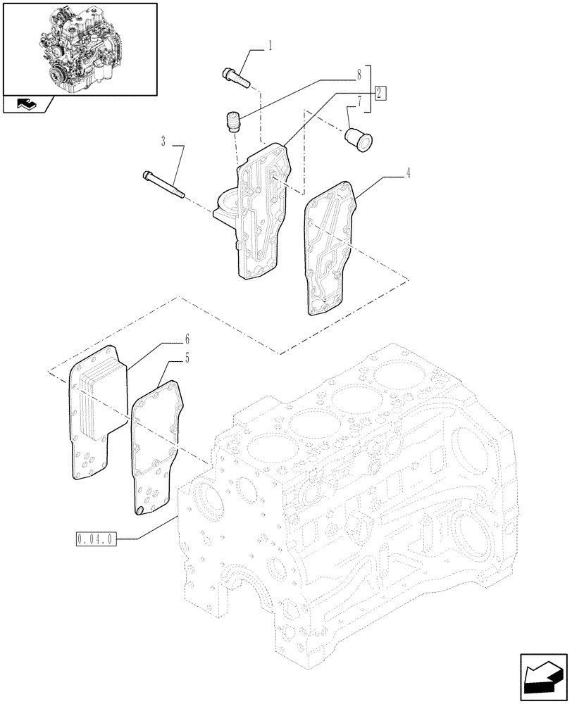 Схема запчастей Case IH MAXXUM 120 - (0.31.5) - HEAT EXCHANGER - ENGINE (STD + VAR.330003-332115) (01) - ENGINE