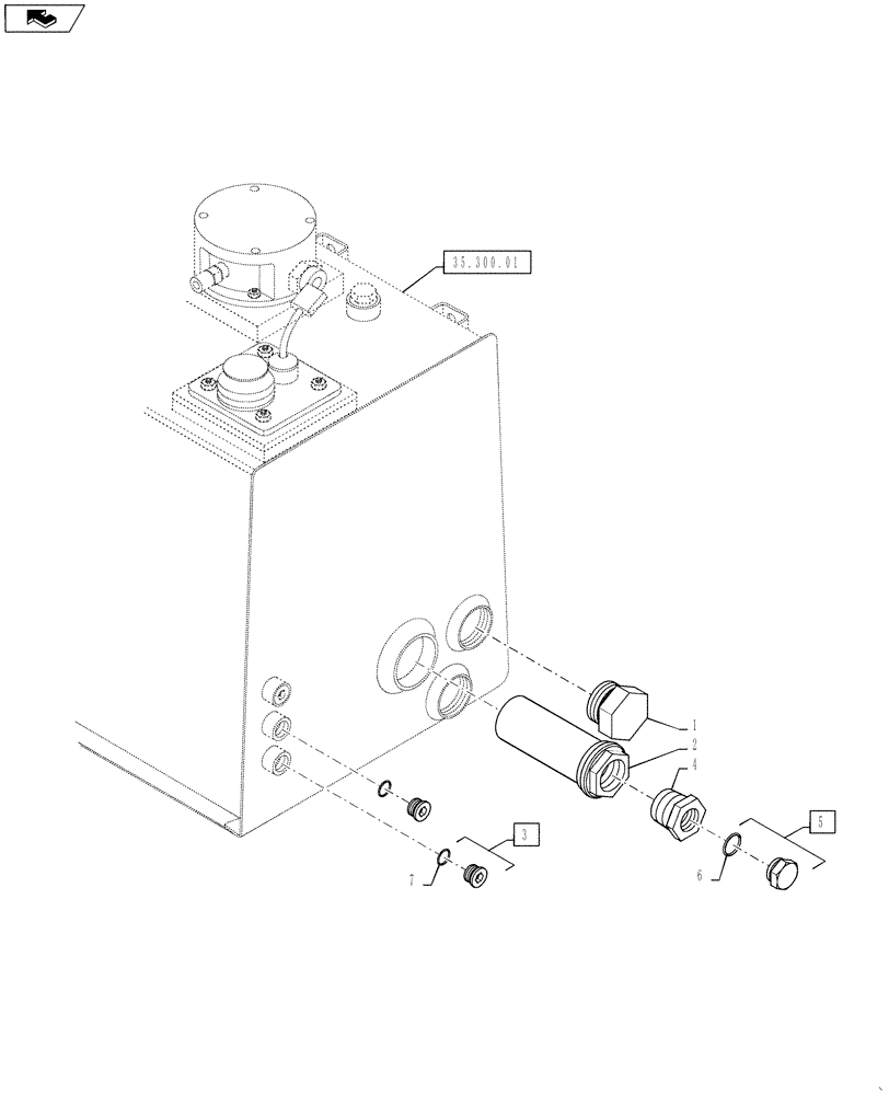 Схема запчастей Case IH TITAN 3030 - (35.300.06) - HYDRAULIC TANK PLUGS, USED ON BASE CHASSIS ONLY (35) - HYDRAULIC SYSTEMS