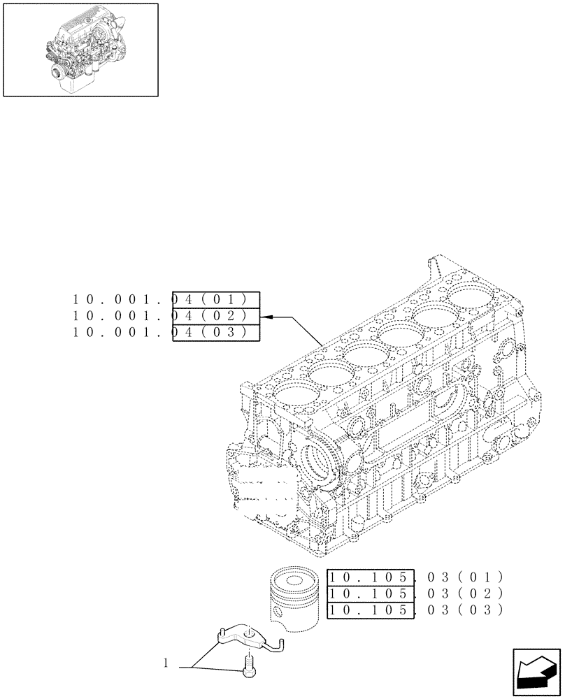 Схема запчастей Case IH 9120 - (10.001.02[03]) - CYLINDER BARREL LUBRICATION NOZZLE - 9120 (10) - ENGINE