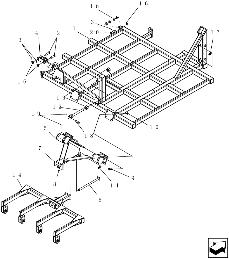 Схема запчастей Case IH ATX - (09-32) - WING FRAME WITH ROCKSHAFT & WHEEL GANGS, 3212 DRILLS - 3 & 4 RANK (09) - CHASSIS