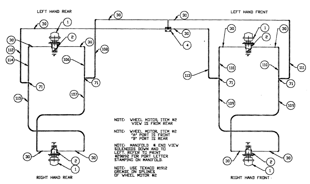 Схема запчастей Case IH PATRIOT 150 - (06-009) - HYDRAULIC PLUMBING - WHEEL MOTORS & POWER SHIFT Hydraulic Plumbing